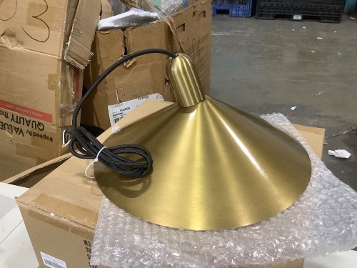 Lot of 2 KCO Lighting Farmhouse Pendant Light, Barn Pendant Lamp, Adjustable Retro Industrial Wrought Iron Chandelier Hanging Light Fixture with Metal Shade, for Kitchen Island Restaurant Lighting E26 (Gold)   - Lot 470