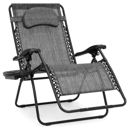 Oversized Reclining Zero Gravity Chair Lounger w/ Cup Holder, Pillow - Lot 874