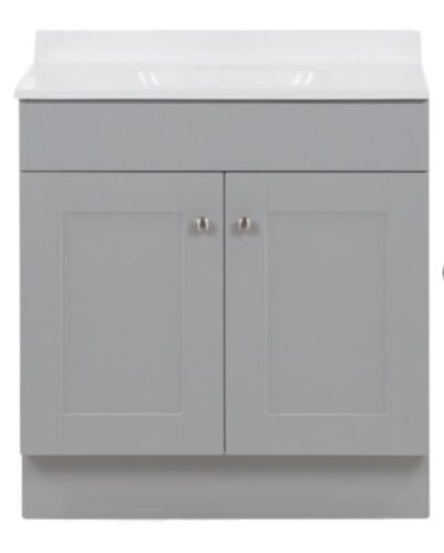 Project Source  30-in Gray Single Sink Bathroom Vanity with White Cultured Marble Top - Lot 1078