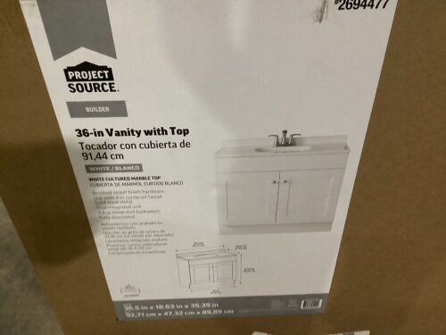 Project Source  36-in White Single Sink Bathroom Vanity - Missing Top  - Lot 1088