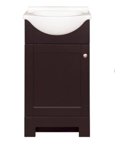 Style Selections  Euro 19-in Espresso Single Sink Bathroom Vanity with White Cultured Marble Top - Lot 1099