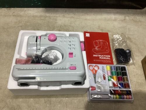 6V Portable Foot Pedal Sewing Machine w/ 12 Stitch Patterns - Lot 1107