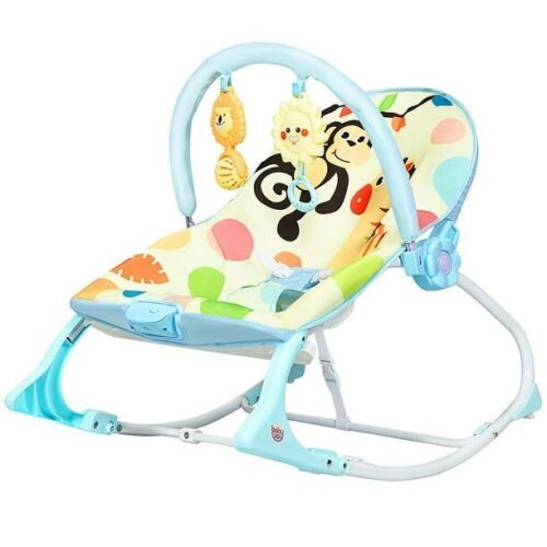 Costway Baby Bouncer and Rocker Infant Toddler Adjustable Swing with Vibration Music Blue - Lot 1035