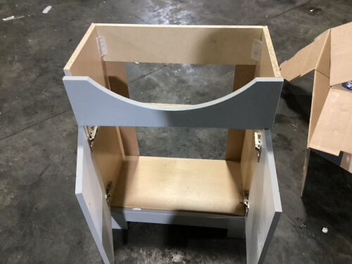 Style Selections  Euro 24-in Gray Single Sink Bathroom Vanity with White Cultured Marble Top - Cabinet Needs Repair - Lot 1108