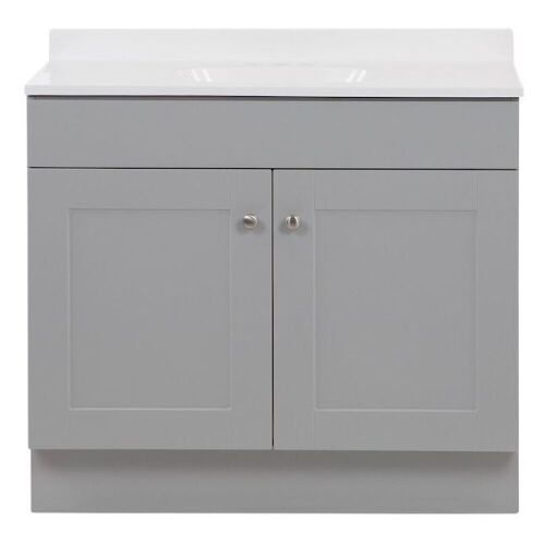 Project Source 36-in Gray Single Sink Bathroom Vanity with White Cultured Marble Top - Lot 61
