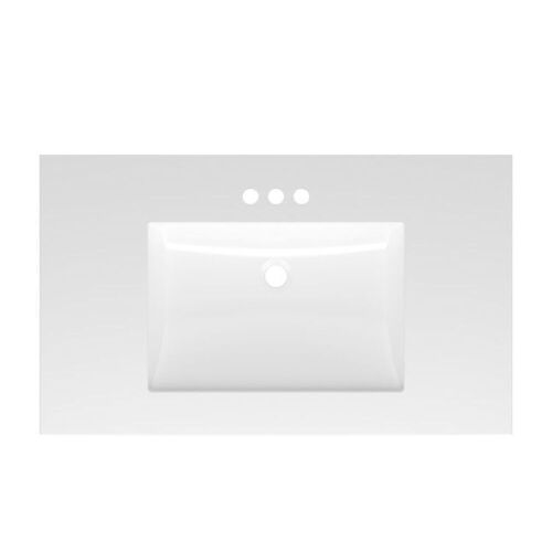 Project Source  Cultured Marble Vanity Tops 37-in White Cultured Marble Single Sink Bathroom Vanity Top - Lot 23