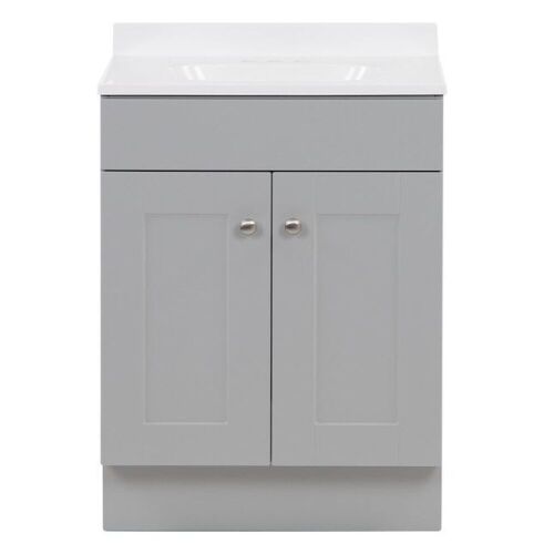Project Source  24-in Gray Single Sink Bathroom Vanity with White Cultured Marble Top - Lot 1118