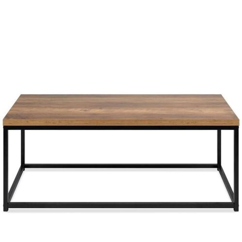 44in Modern Industrial Rectangular Wood Grain Coffee Table w/ Metal Frame - Lot 144