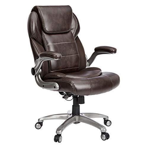 AmazonCommercial Executive Chair - Ergonomic, High-Back, Bonded Leather, Brown - Lot 1053