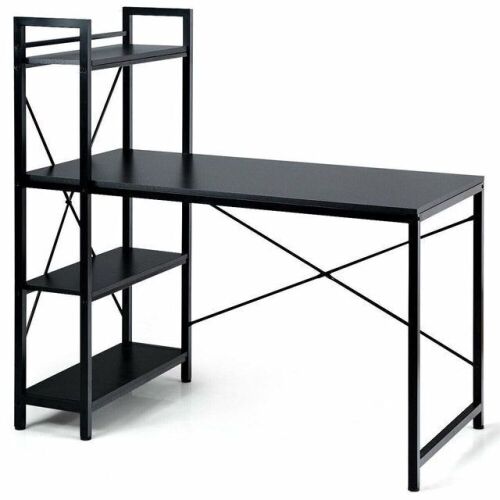47.5in Computer Desk with 4-Tier Shelves - Black - Lot 312