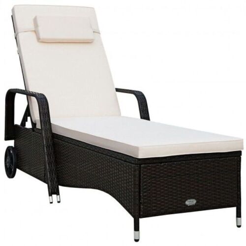 Outdoor Recliner Cushioned Chaise Lounge with Adjustable Backrest  - Lot 37
