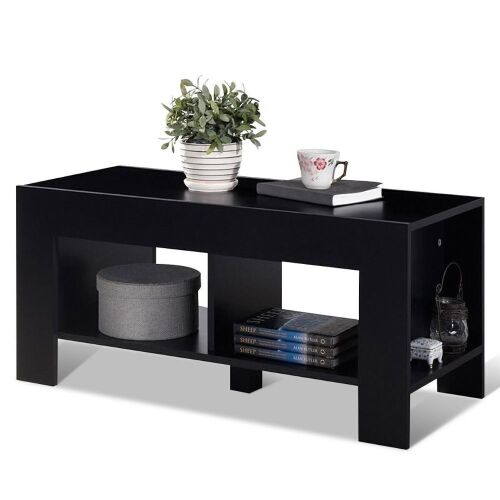 2-Tier Wood Coffee Table with Storage Shelf - Lot 563