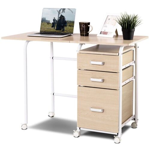 Folding Computer Desk with Wheels - Lot 336