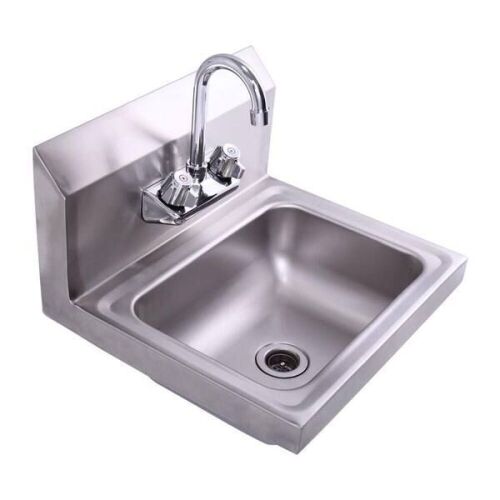 Single Bowl Kitchen Sink with Faucet - 17in, Brushed Stainless Steel - Lot 727