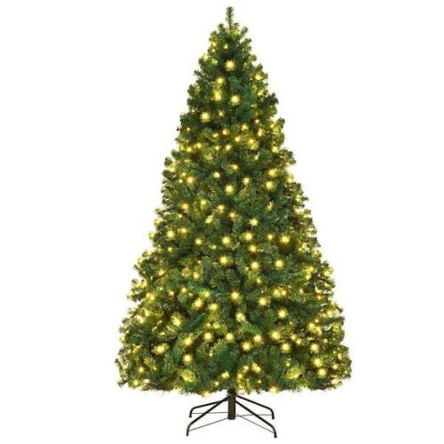 7.5 ft. Pre-Lit Hinged PVC Christmas Tree with 400-LED Lights and Stand - Lot 494