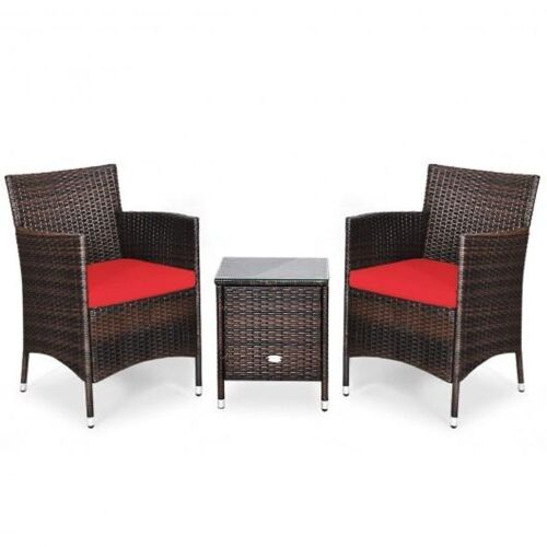 Outdoor Rattan Wicker 3-Piece Furniture Set with Cushions - Lot 200