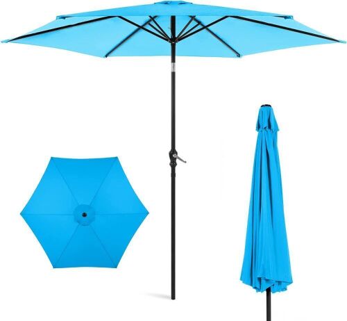 Outdoor Steel Market Patio Umbrella Decoration w/ Tilt, Crank Lift - 10ft - Lot 716