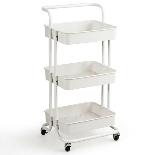 3-Tier Utility Cart Storage Rolling Cart with Casters - Lot 648