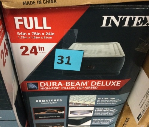 Intex Dura-Beam Deluxe Pillow Top Air Mattress, Full, 24in - Lot 31