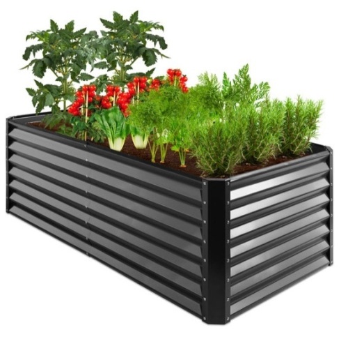 Outdoor Metal Raised Garden Bed for Vegetables, Flowers, Herbs - 6x3x2ft, Gray - Lot 96