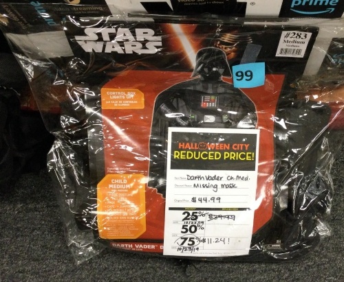 Star Wars Darth Vader Costume, 6 Pieces, Child Medium - Lot 99
