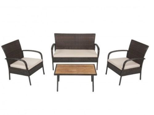 4Pcs Patio Rattan Outdoor Conversation Set With Cushions, Appears New Retail $371.22 - Lot 105