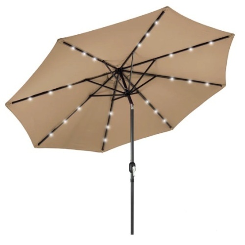 Solar LED Lighted Patio Umbrella w/ Tilt Adjustment, UV-Resistance - 10ft - Lot 109