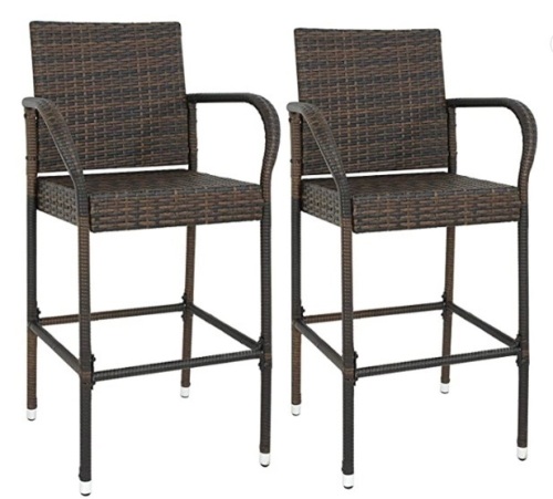 Set of 2 Rattan Style Barstool, Appears New/Box Damaged - Lot 117
