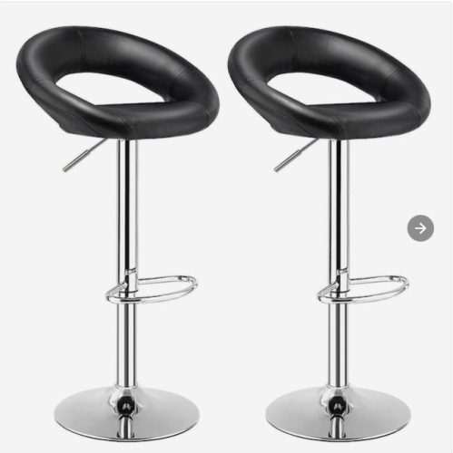 Set of 2 Black 23.5-in H Adjustable height Upholstered Swivel Bar Stool, Appears New, Retail $244.00 - Lot 129