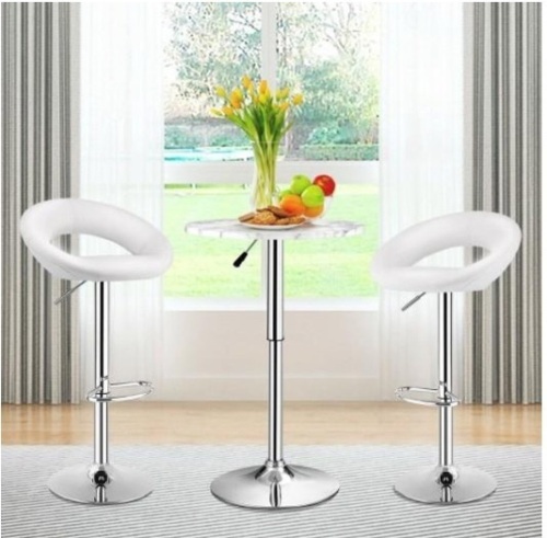 Set Of 2 Bar Stools Adjustable Pu Leather Swivel Chairs-White, Appears New, Retail $269.92 - Lot 130