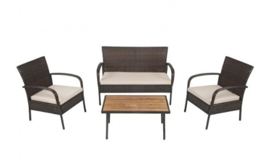 4Pcs Patio Rattan Outdoor Conversation Set With Cushions, Appears New, Retail $371.22 - Lot 138
