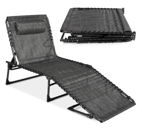 Portable Patio Chaise Lounge Chair Outdoor Recliner w/ Pillow, Appears New, Retail $89.99 - Lot 167