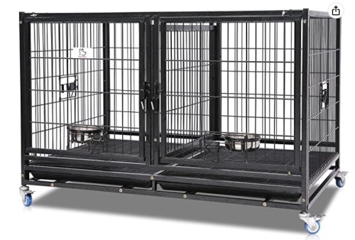 43" Stackable Heavy Duty Cage w/Feeding Doors and Divider or Additional Tray, Appears New/Box Damaged - Lot 173