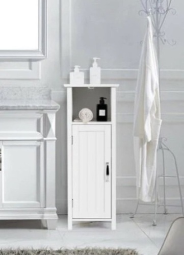Bathroom Adjustable Shelf Floor Storage Cabinet with Door, Appears New - Lot 174