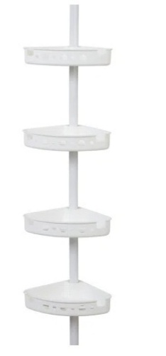 Tension Corner Shower Caddy, White with Silver Pole, Appears New - Lot 187