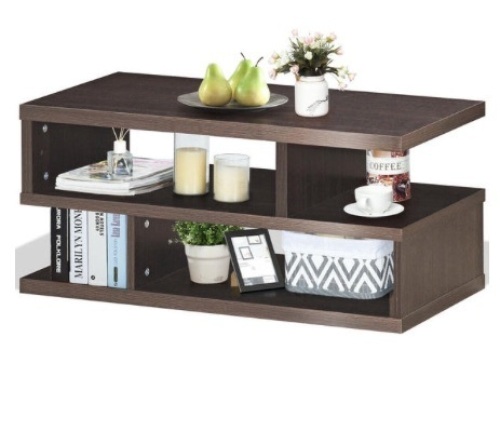 Rectangular Coffee Accent Cocktail Table Modern with Storage Open Shelves Home, Appears New - Lot 216