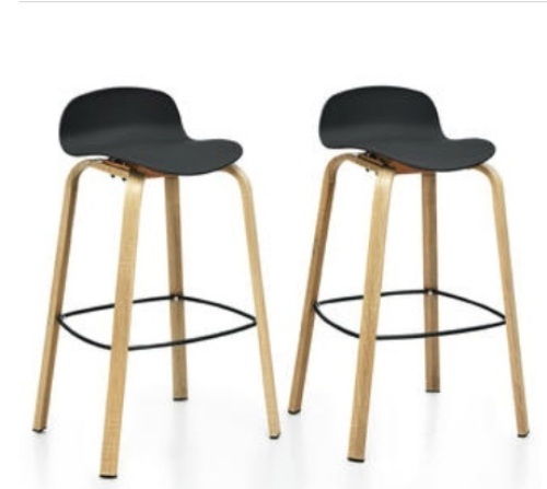 Modern Set of 2 Barstools 30inch Pub Chairs w/Low Back&Metal Legs Black, Appears New - Lot 235