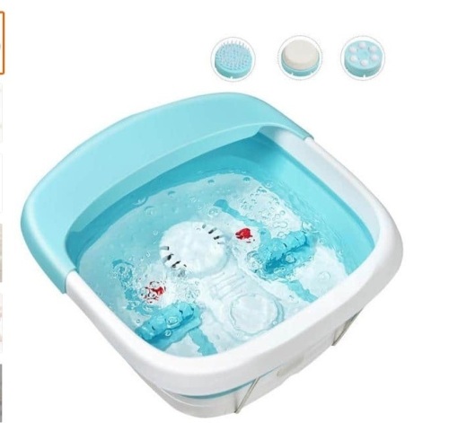 Heated Foot Spa Bath Massager Collapsible Design Green, Untested, Appears New - Lot 442