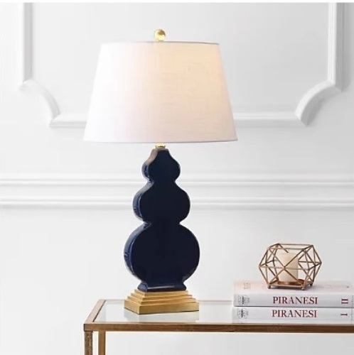 JONATHAN Y Carter 29" Ceramic/Resin LED Table Lamp, Navy/Gold, Appears New, Retail $96.99 - Lot 447
