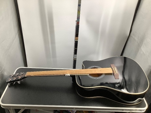 Full Size Beginner Acoustic Guitar Set with Case, Strap, Capo - 41in, Broken String, Ecommerce Return - Lot 465