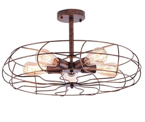 Industrial Vintage Semi Flush Mounted Ceiling Light, Appears New - Lot 563