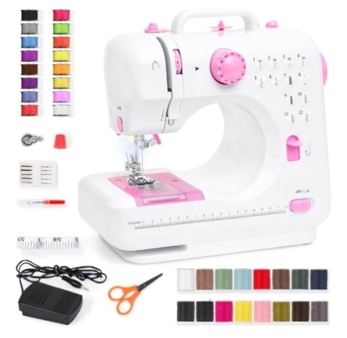 6V Portable Foot Pedal Sewing Machine w/ 12 Stitch Patterns, Appears New - Lot 583