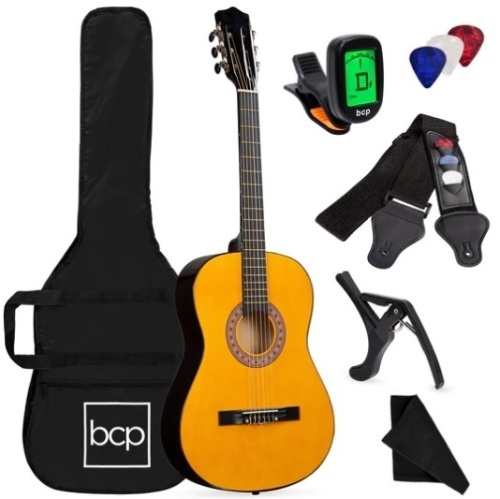 Beginner Acoustic Guitar Set w/ Case, Strap, Digital Tuner, Strings - 38in, Appears New - Lot 137