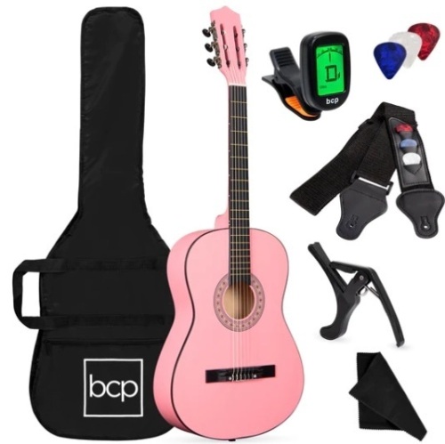 Beginner Acoustic Guitar Set w/ Case, Strap, Digital Tuner, Strings - 38in, Appears New - Lot 144