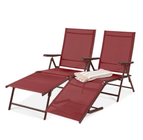 Set of 2 Outdoor Patio Chaise Recliner Lounge Chairs w/ Rust-Resistant Frame, Appears New, Retail $159.99 - Lot 545