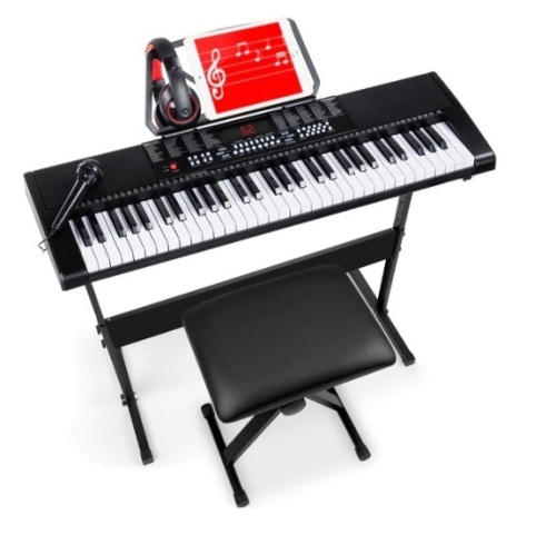 61-Key Beginners Electronic Keyboard Piano Set w/ 3 Modes, Microphone, Powers On, Appears New, Retail $124.99 - Lot 373