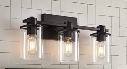 Black Vanity Light,3-Light Modern Bathroom Metal Wall Sconce Fixture with Clear Glass Shade, Appears New, Retail $72.99 - Lot 349
