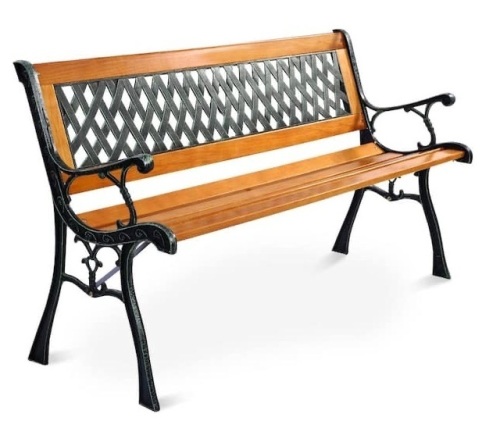 49.5 in. 2-Person Black Natural Wood Patio Outdoor Bench Porch Path Chair, Appears New, Retail l$214.98 - Lot 196
