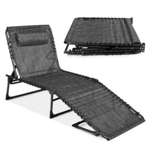 Portable Patio Chaise Lounge Chair Outdoor Recliner w/ Pillow, Appears New - Lot 160