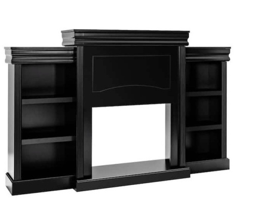 70 in. Black Fireplace TV Stand Modern Media Entertainment Center Bookcase Fits TV's up to 40", Appears New Retail $344.97 - Lot 258